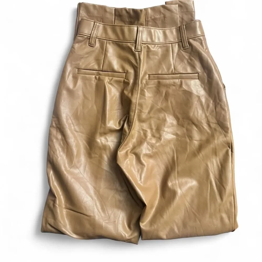 Abercrombie Curve Love Ultra High Rise Skinny Faux Leather Pants Brown - Picture 3 of 4